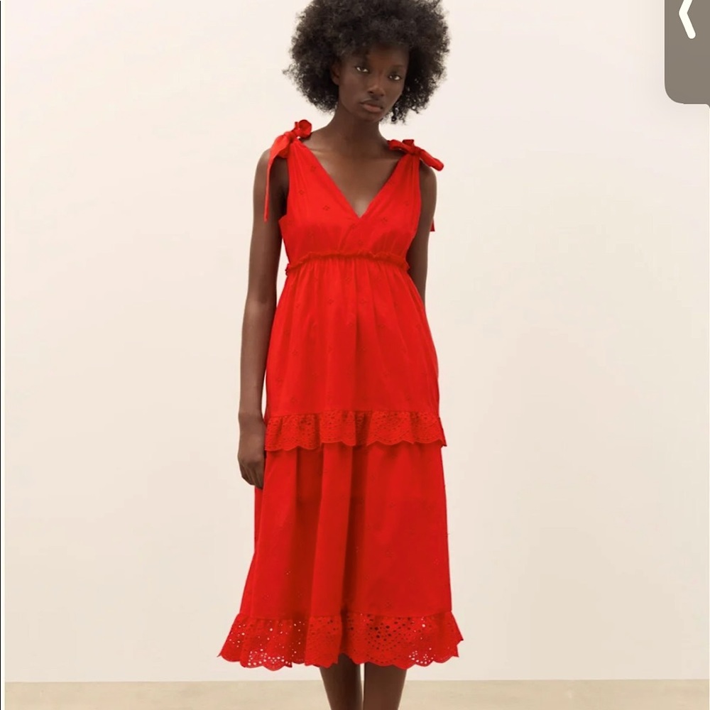 Nwt ZARA OPENWORK EMBROIDERED MIDI DRESS